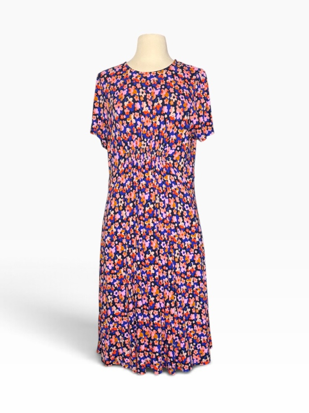 Boden Retro Floral Jersey Stretch Dress Purple
